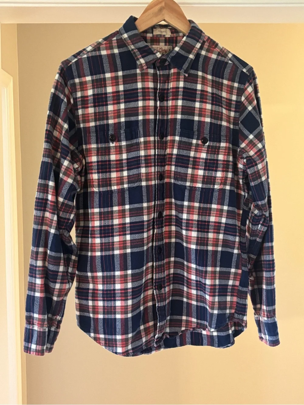 J. Crew Men's Plaid Button-Down Shirt in Navy, Red & White